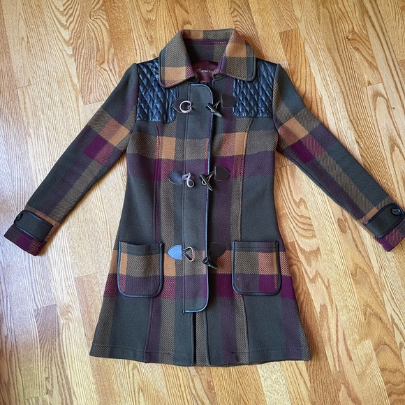 525 America Plaid and Leather Trim Coat - Picture 1 of 8